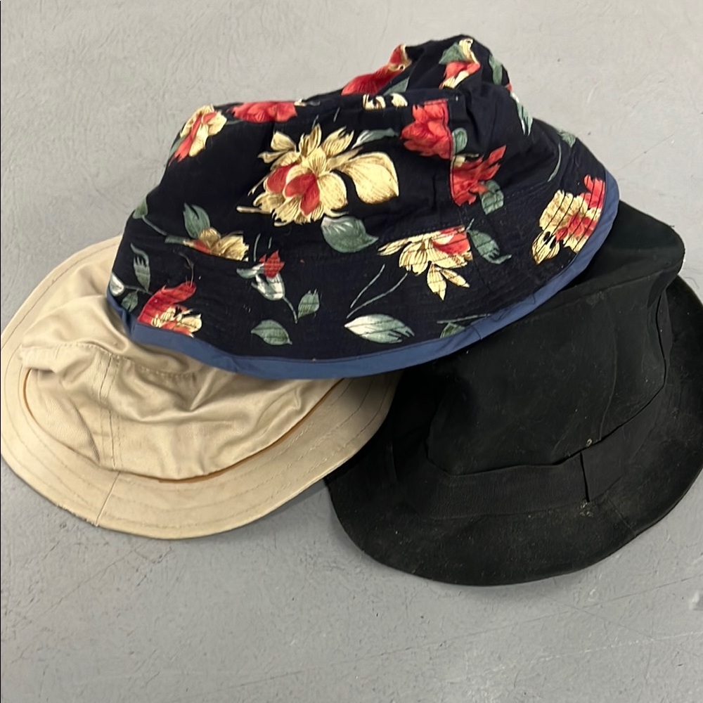 Supreme Floral and Solid Bucket Hats - Black, Cream, Multicolor